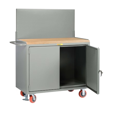 Little Giant Mobile Bench Cabinets, 36"W, Pegboard Panel Drs, Butcher Blk, Pegboard MJ-36-PBD-FL-PB
